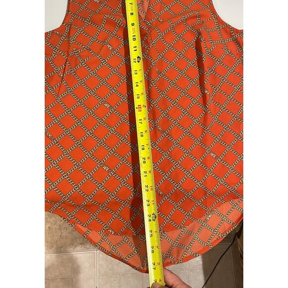 Michael Kors Womens Sleeveless Orange Top With Chain Print Size XS - Picture 12 of 15